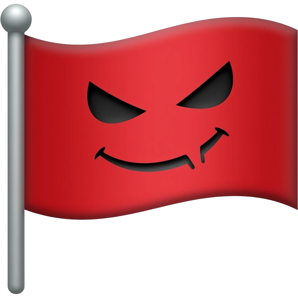 Imoji red flag smiling evil smile emoji