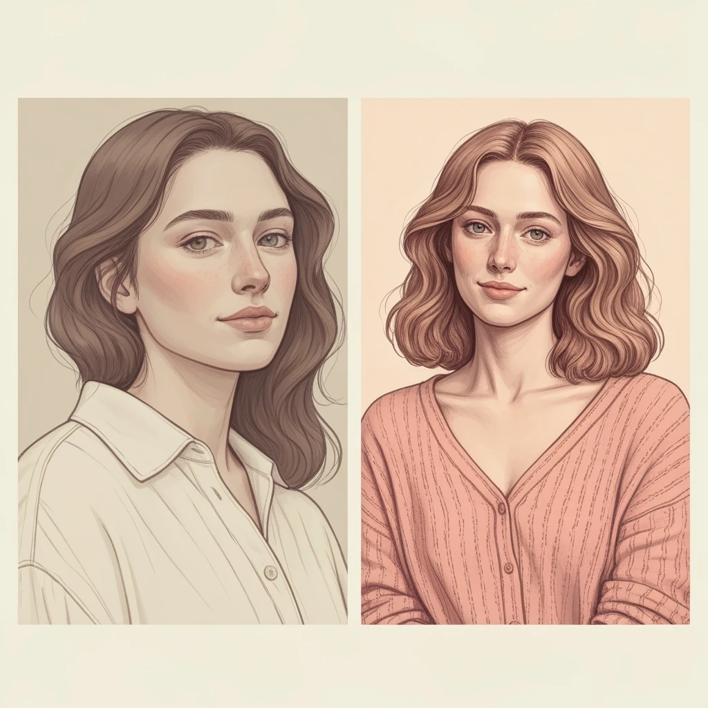 нарисуй в таком же стиле как девушка во вложении человека на втором фото, без фона emoji