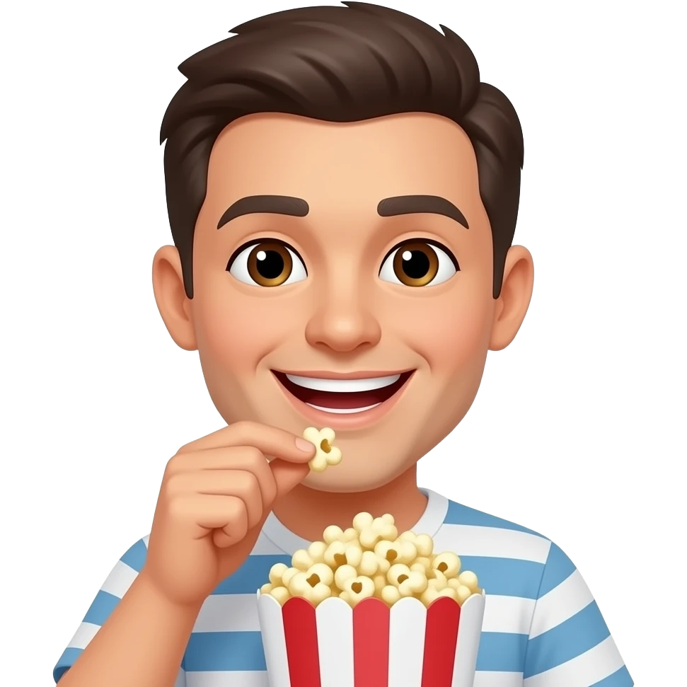 An emoji face with it eating popcorn emoji