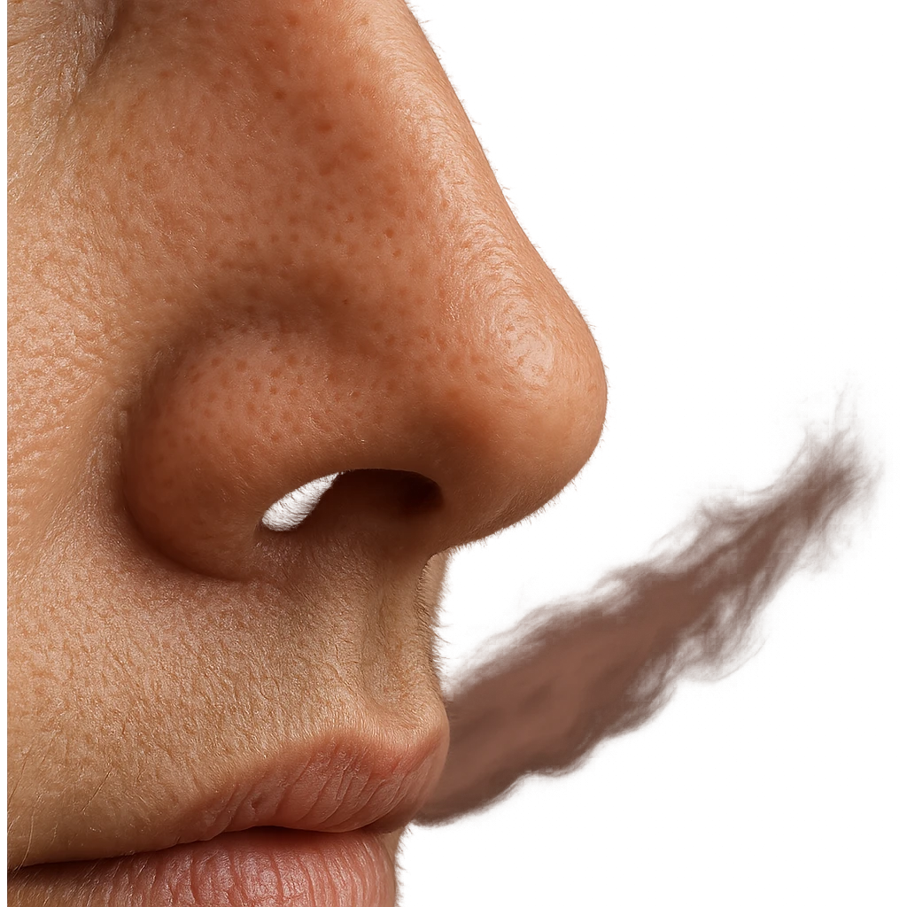 naso umano con respiro che entra, iperrealistica 4k emoji