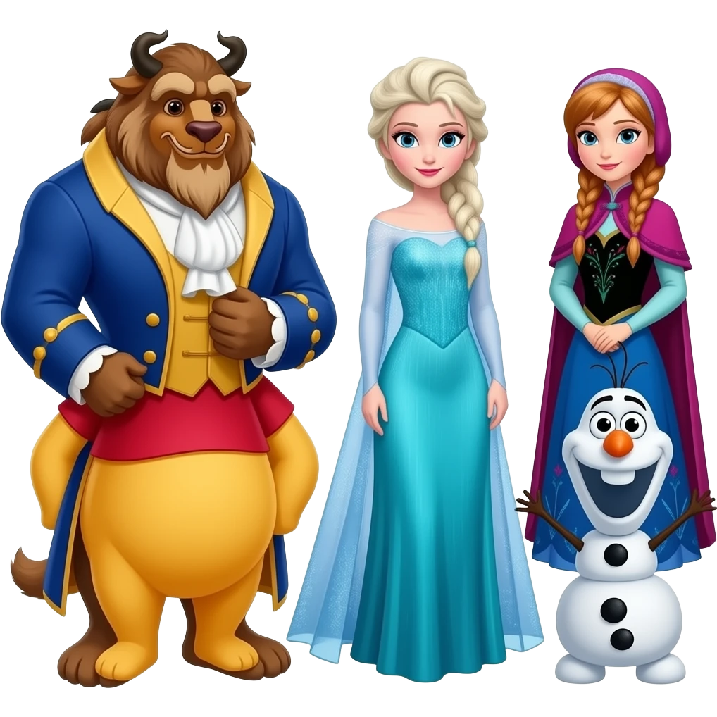 Beauty and the beast, Winnie the Pooh, frozen emoji