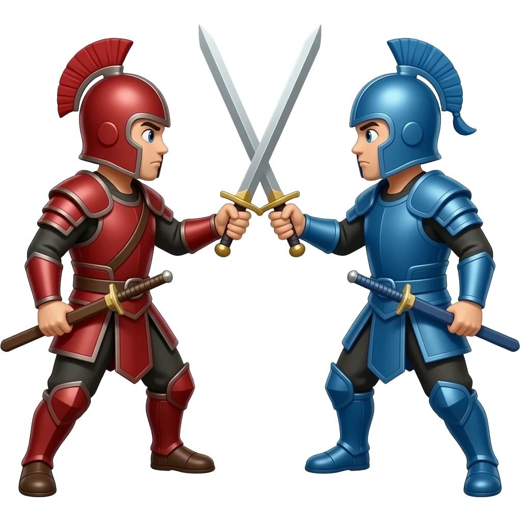 Red vs blue and both of them have swords emoji