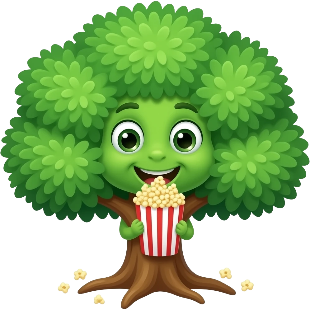 a tree eating popcorn emoji
