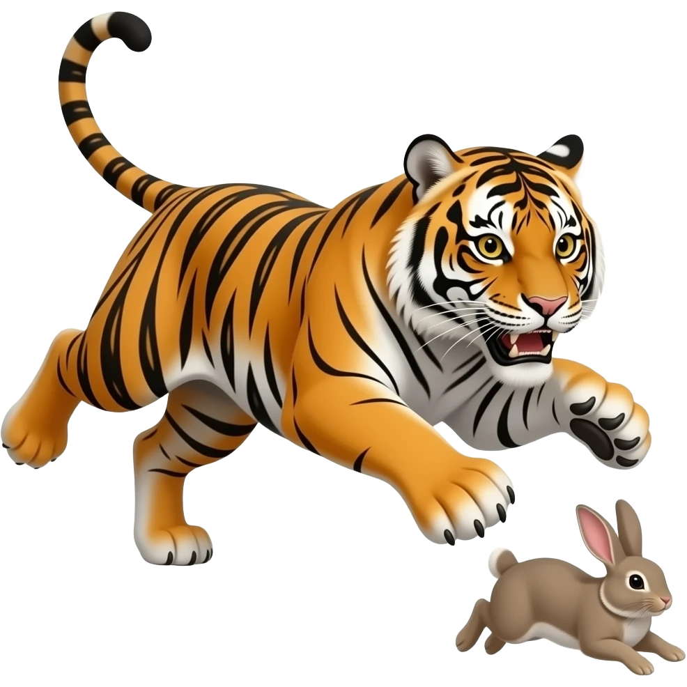 Cartoon tigeress chasing emoji