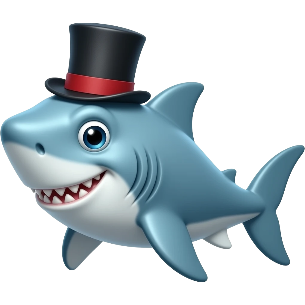 Shark with a top hat emoji