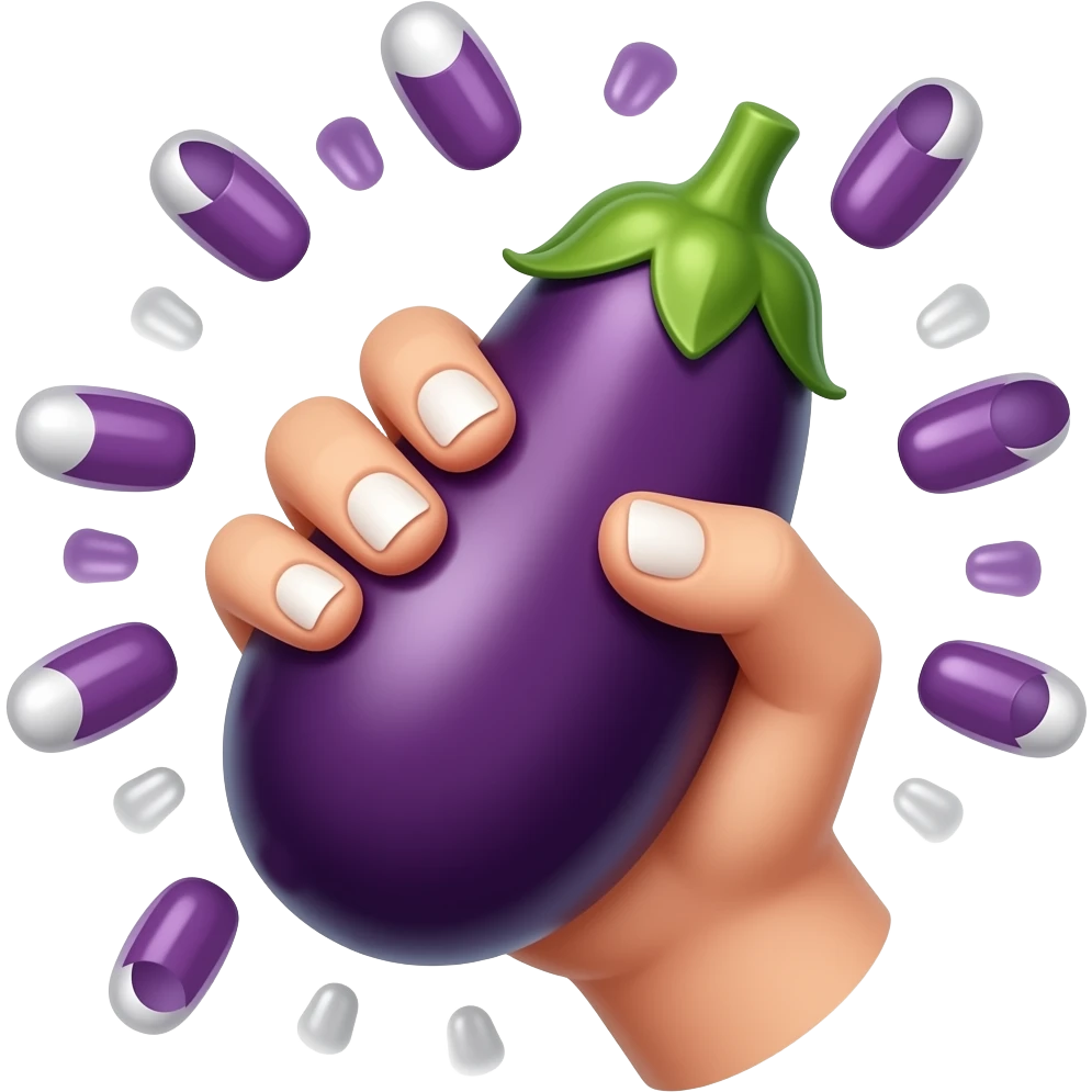 Hand with nailsaround 🍆 emoji