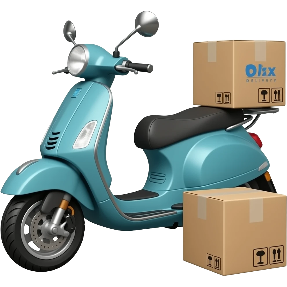 A delivery boxer motorbike with a box beside it. emoji