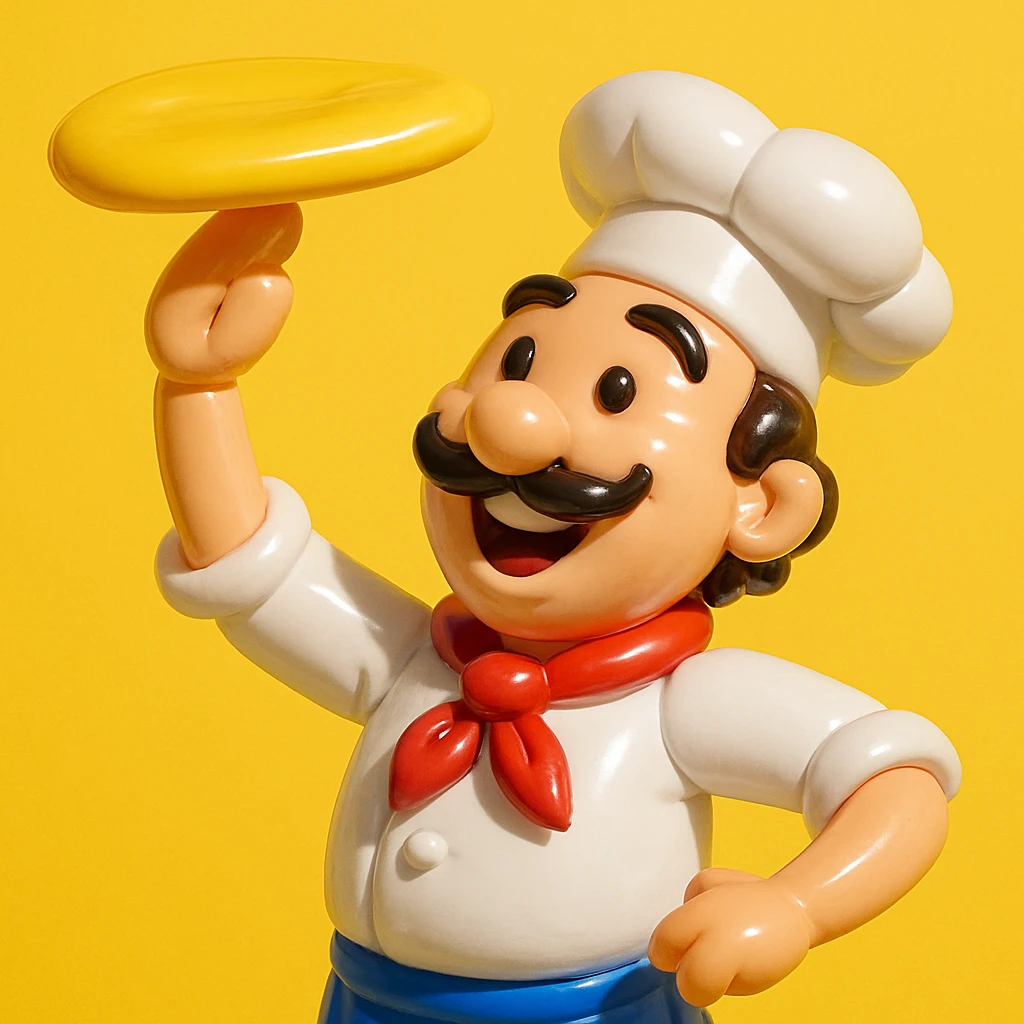smiling Italian chef spinning pizza dough emoji