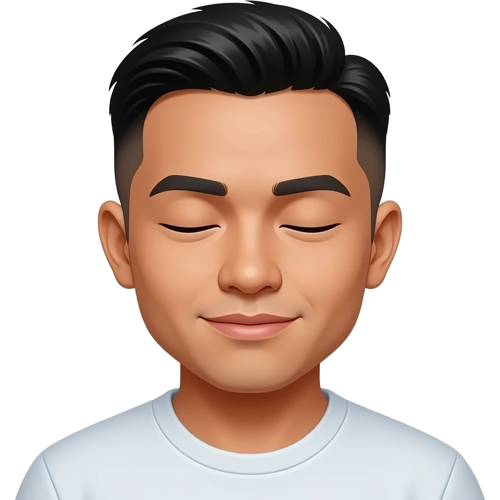 25 year old Filipino man fade hair cut closed lips emoji