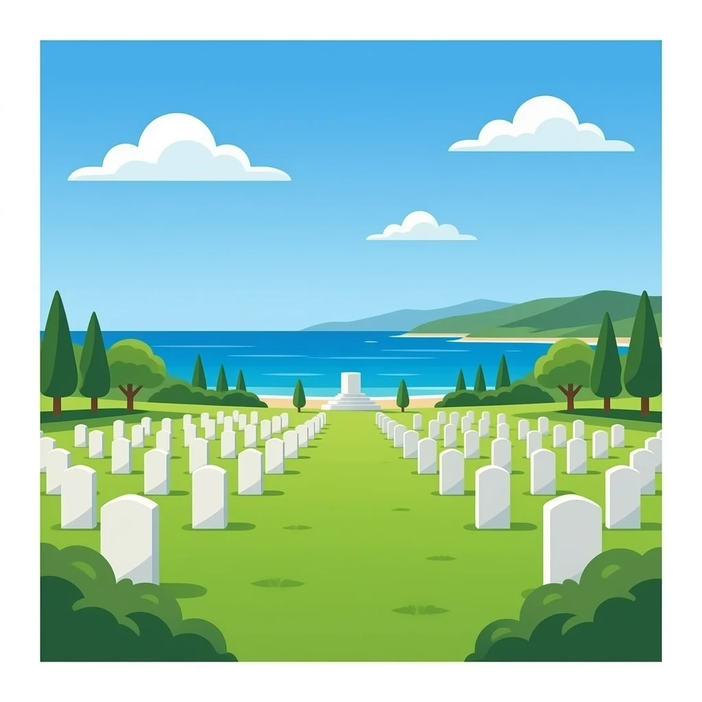 Le cimetière Américain d'Ohama realistic morning sea paysage emoji