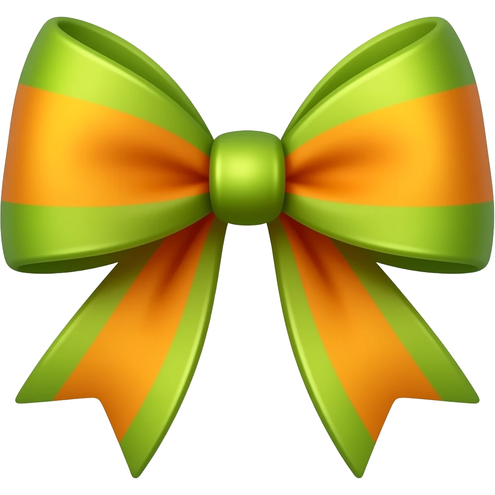 green and orange bow emoji