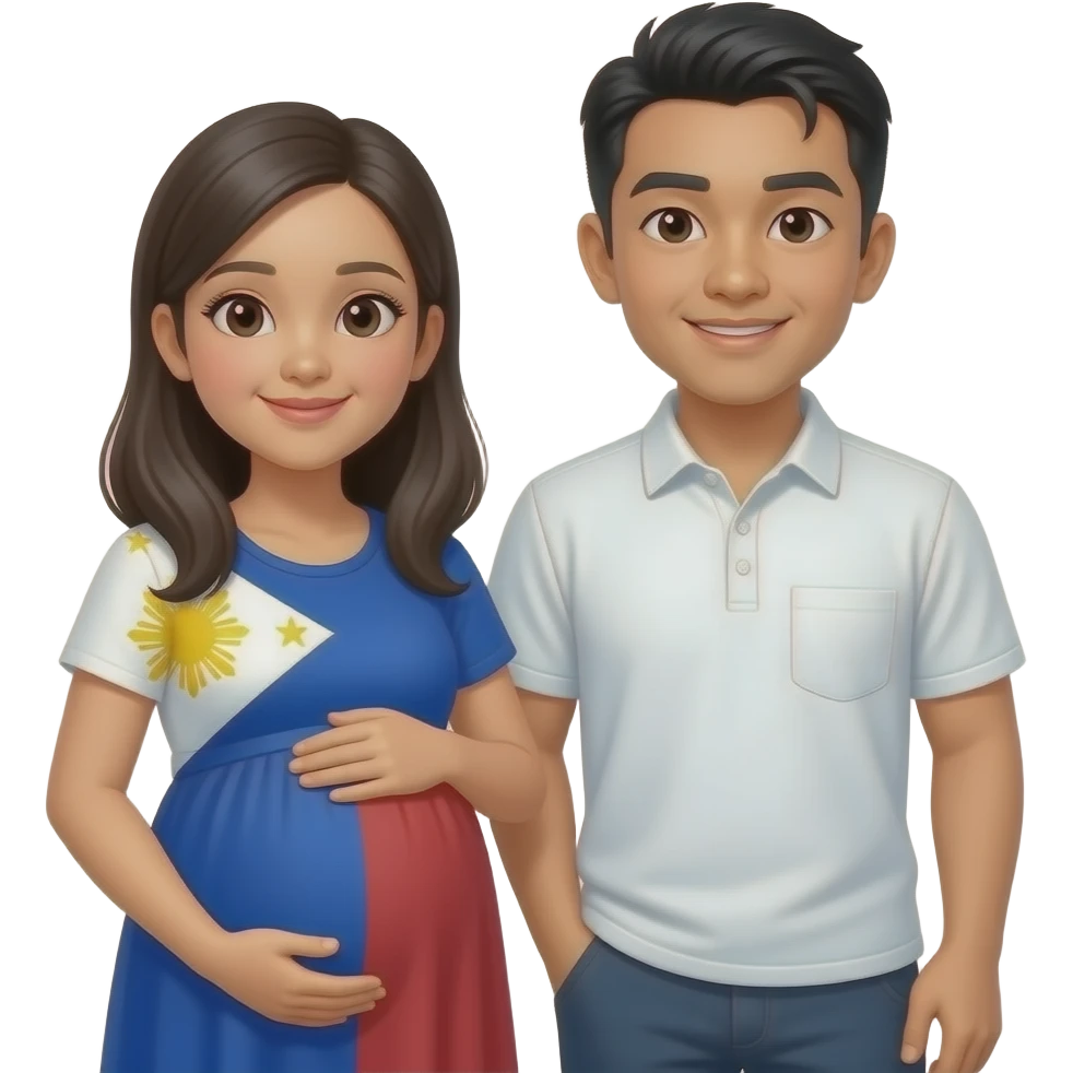 filipina pregnant girl with young asian male emoji