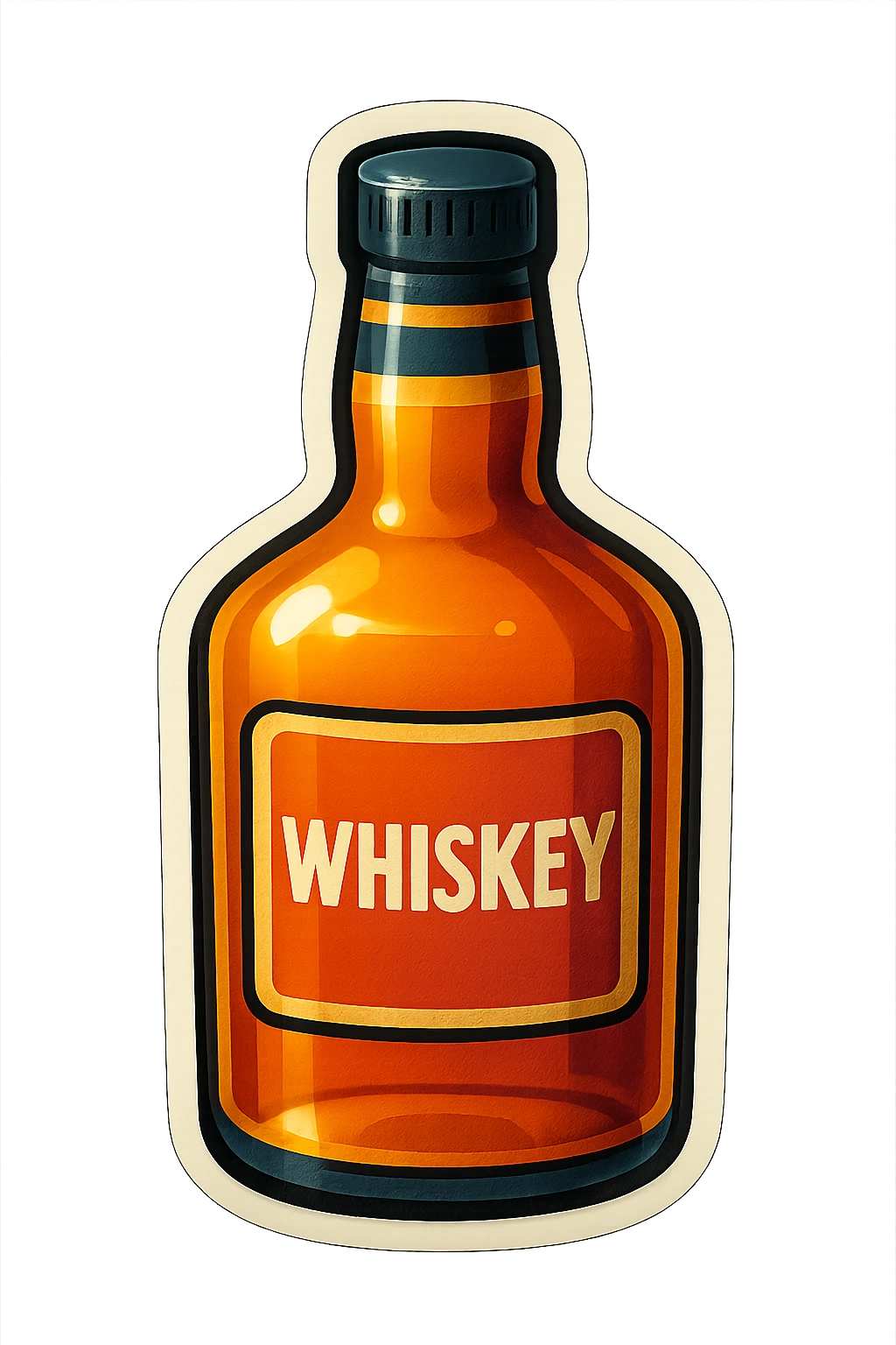 A sticker of a bottle of whiskey emoji