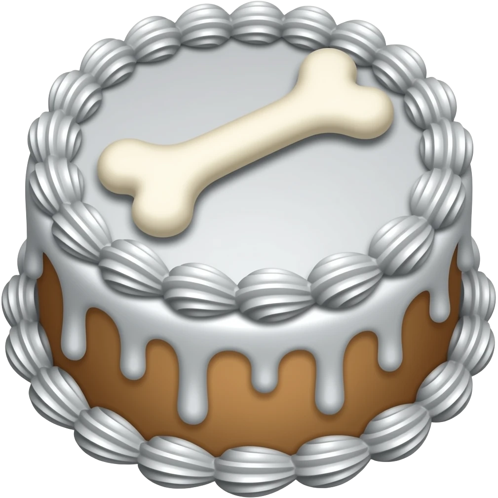 Skeleton bone silver frosting cake emoji