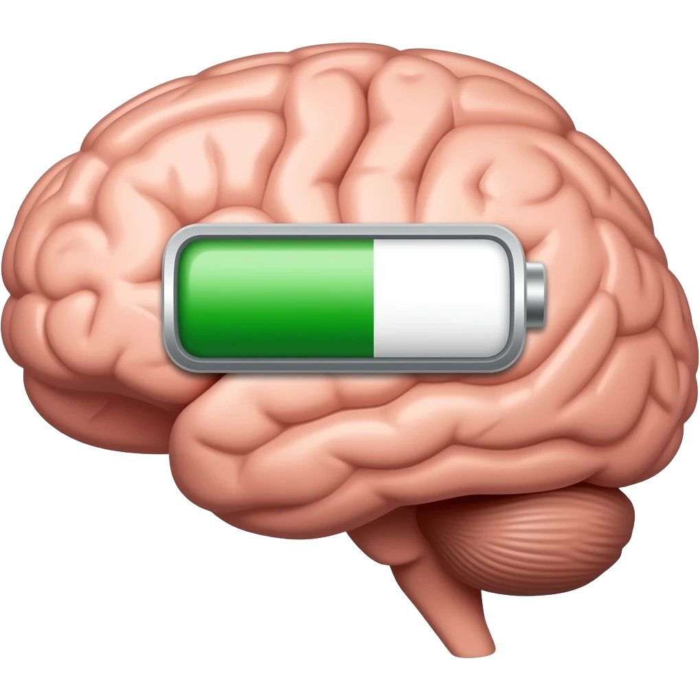 Brain with low battery indicator emoji