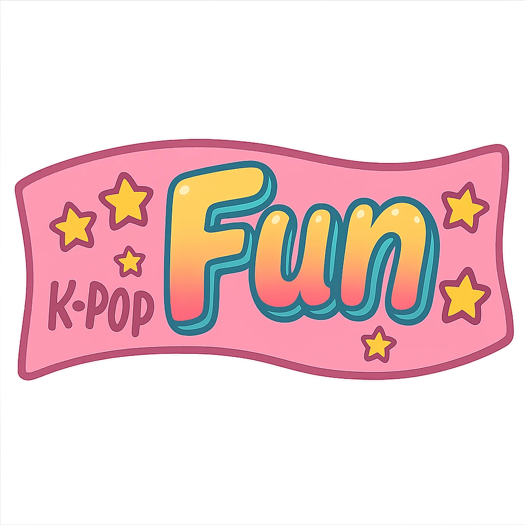 pink kpop fan banner with stars, fun emoji