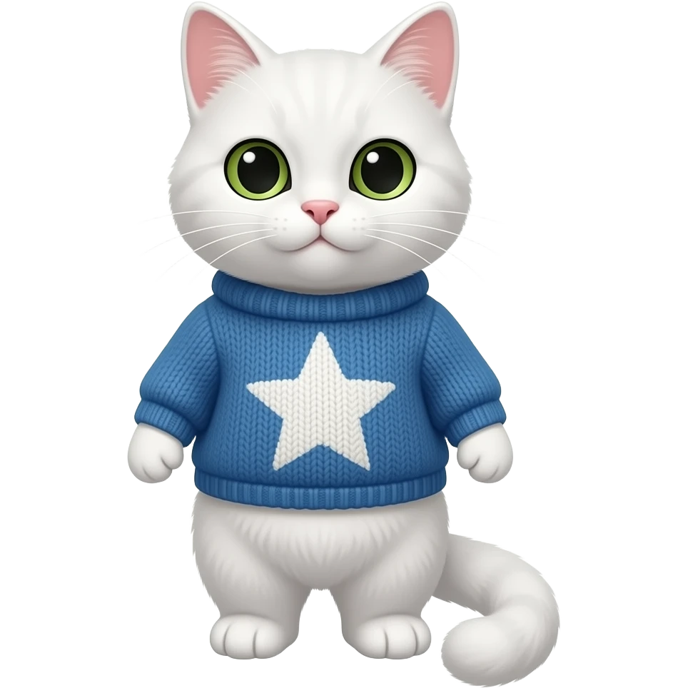 Quiero un emoji de un gato blanco con un sueter en forma de estrellas emoji