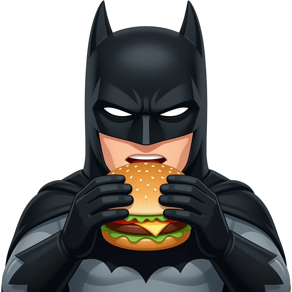 Batman eating hamberger emoji
