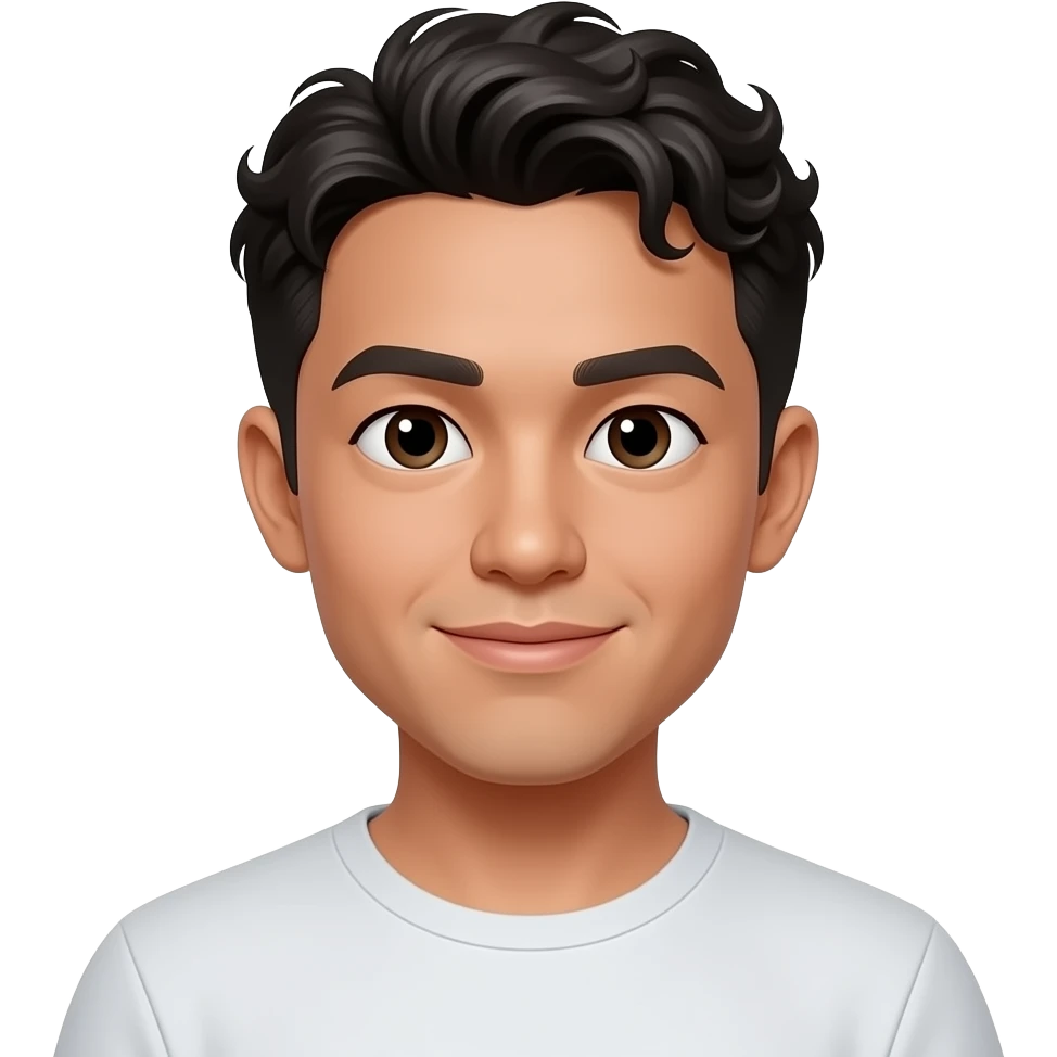 asian husband little bit darker than asian and has curlish short hair can you put the split in the middle emoji