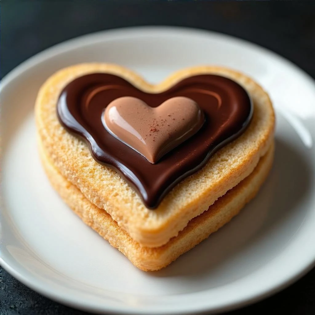 heart-shaped food with a chocolate drizzle emoji