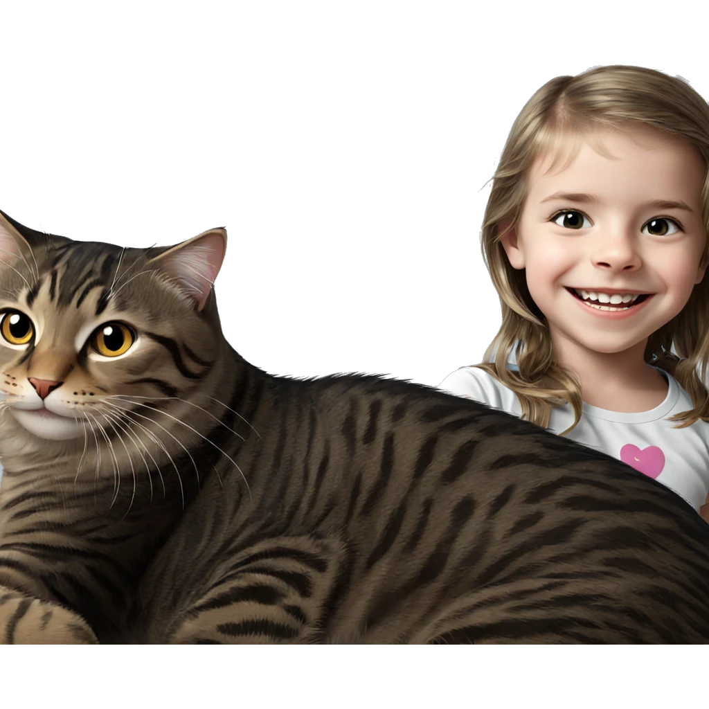 smiling girl with cat emoji