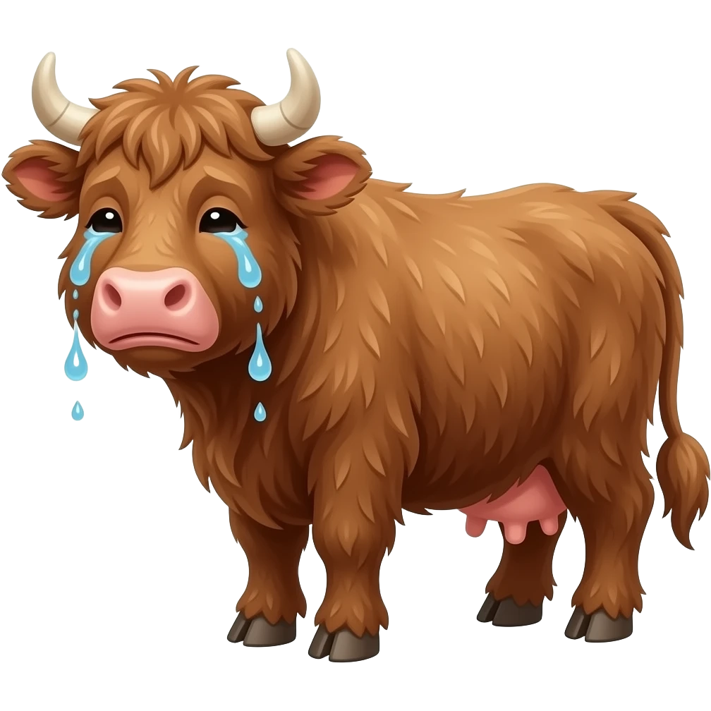 A hairy cow crying emoji