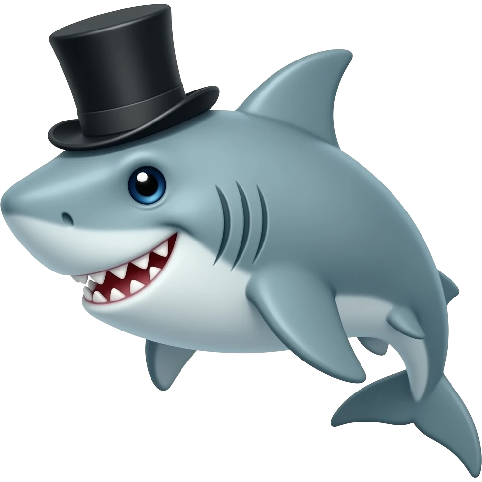 Shark with a top hat emoji