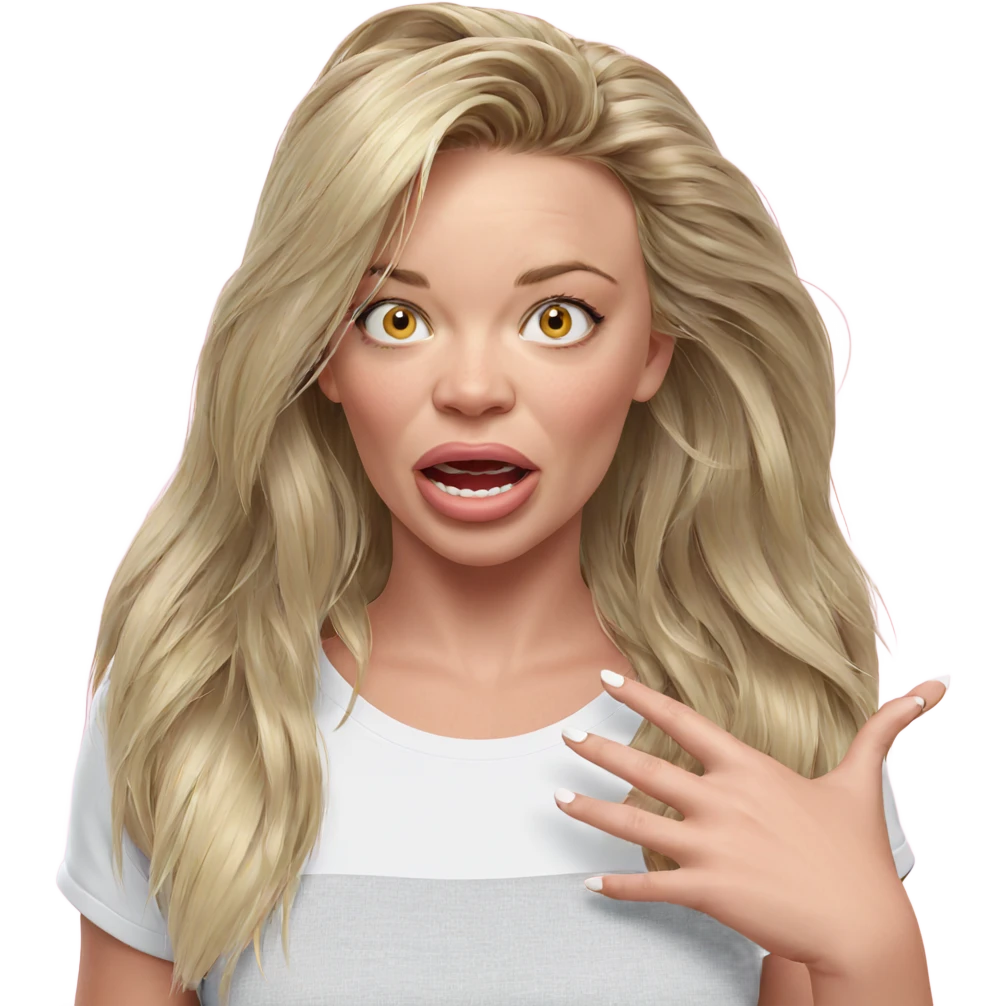 blonde girl with open mouth emoji