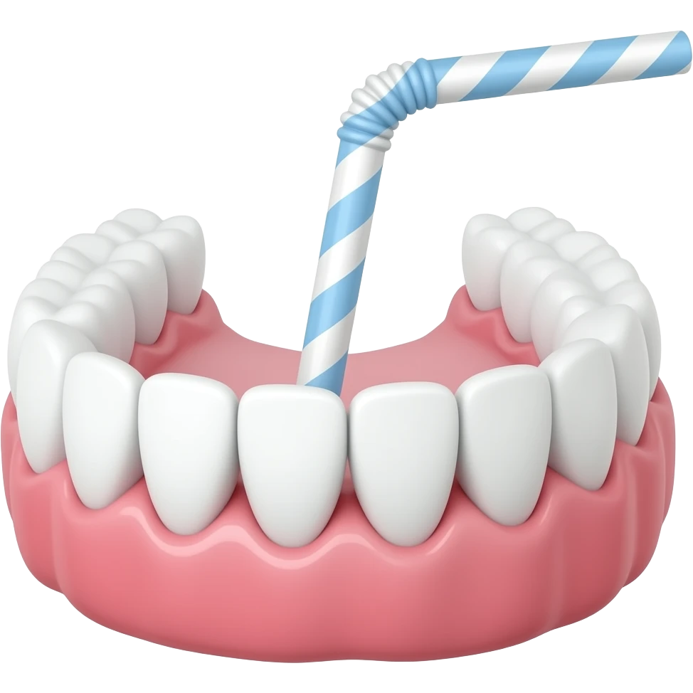 False teeth drinking through a straw emoji