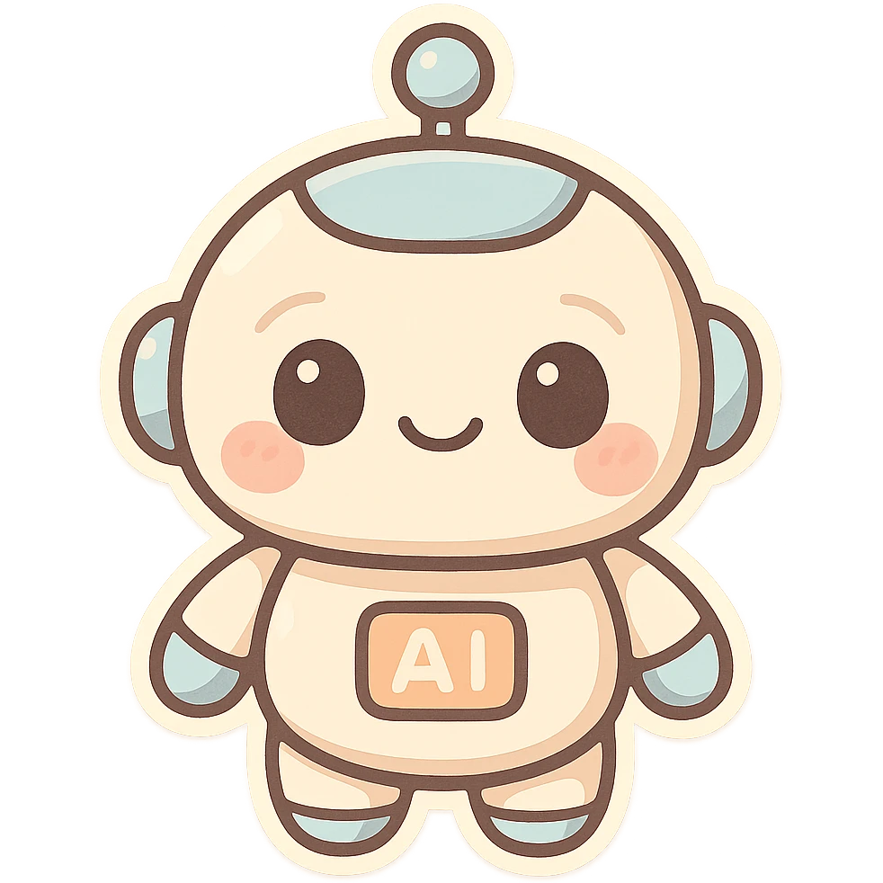 cute and round ai robot, cartoon style emoji