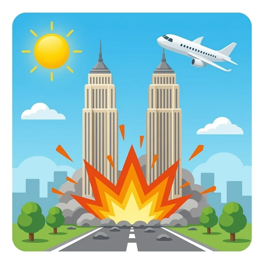 Add plane hitting the towers emoji