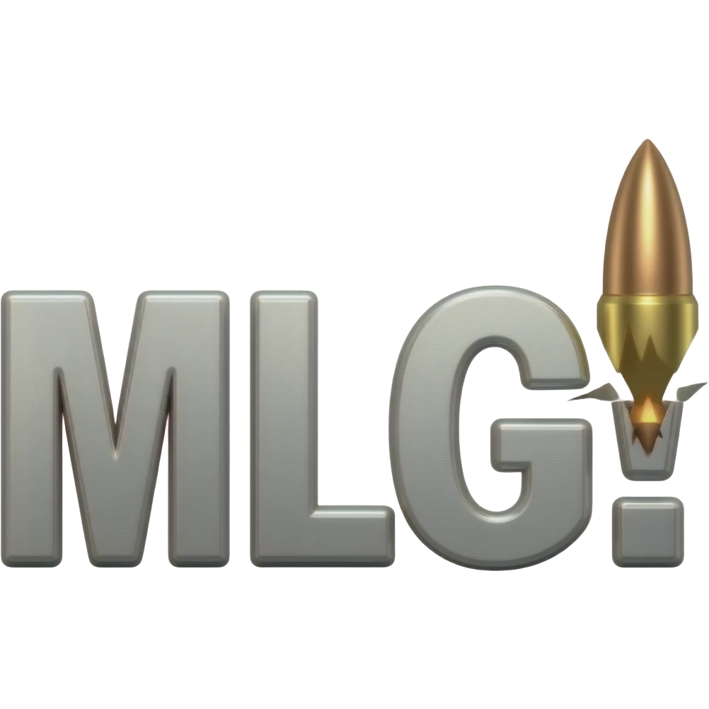 Надпись MLG! и пронзённая пулей ломается пополам с правой стороны emoji
