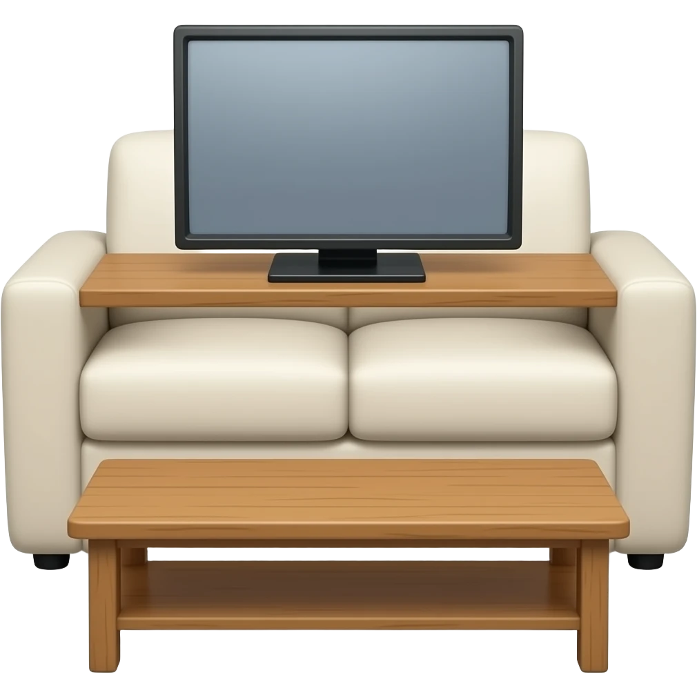 كنبة مع طاولة و تلفاز emoji