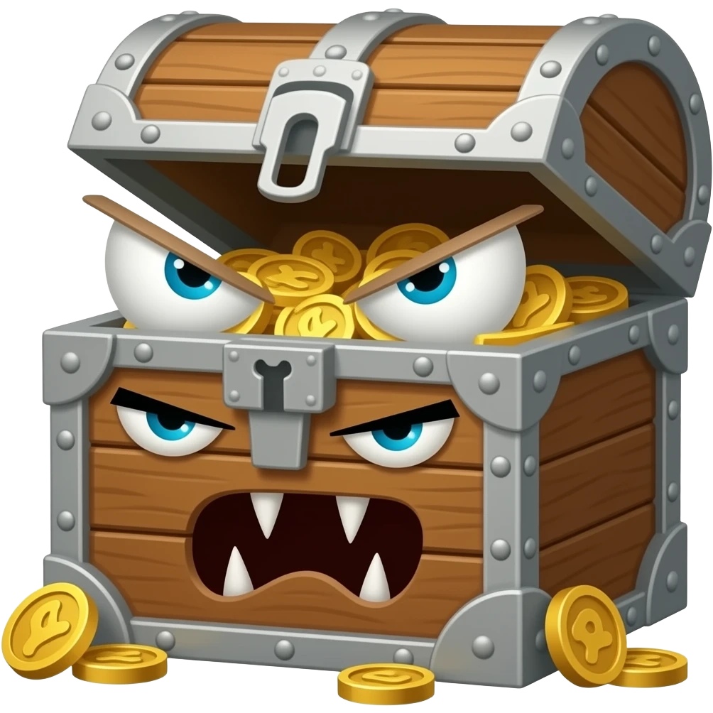 Treasure chest Monster with evil eyes emoji