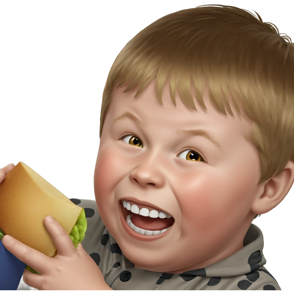 happy boy with food emoji