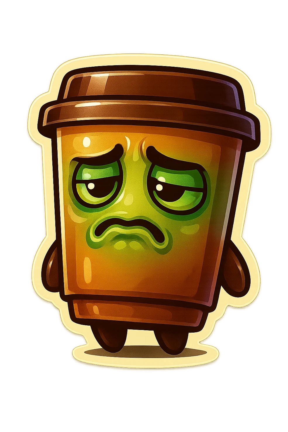 Tall coffee cup, disgusted, sick emoji