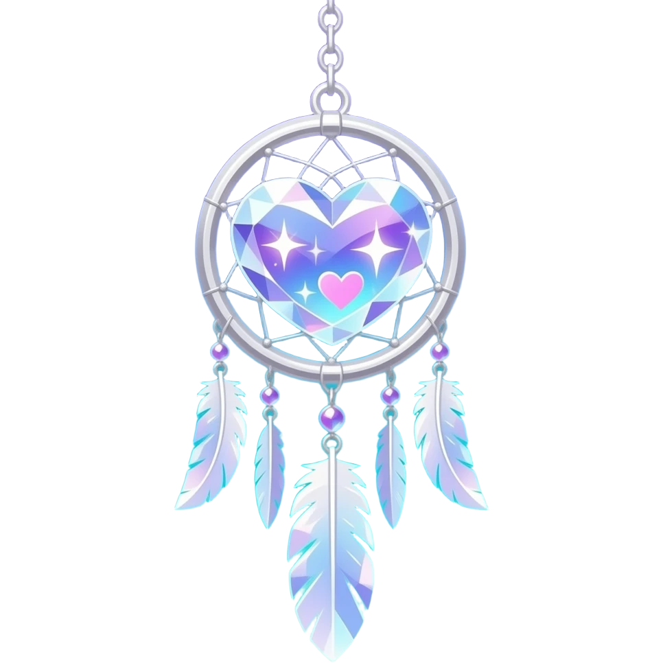 Starry shiny sparkly Purple-Blue-cyan-lime-green-gradients and silver cold-cool-colored romantic lush beautiful pretty hanging crystal-catcher aesthetic with hearts and sparkles and feathers emoji