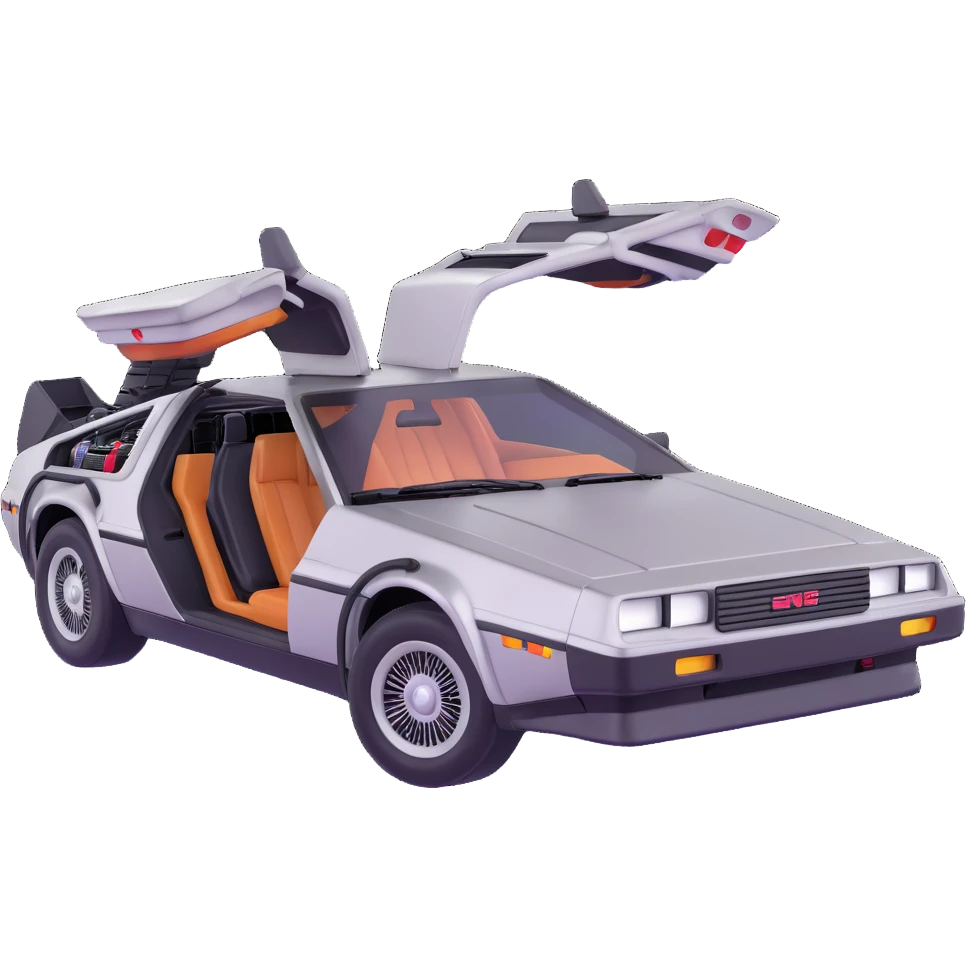 DeLorean with gull-wing doors open emoji