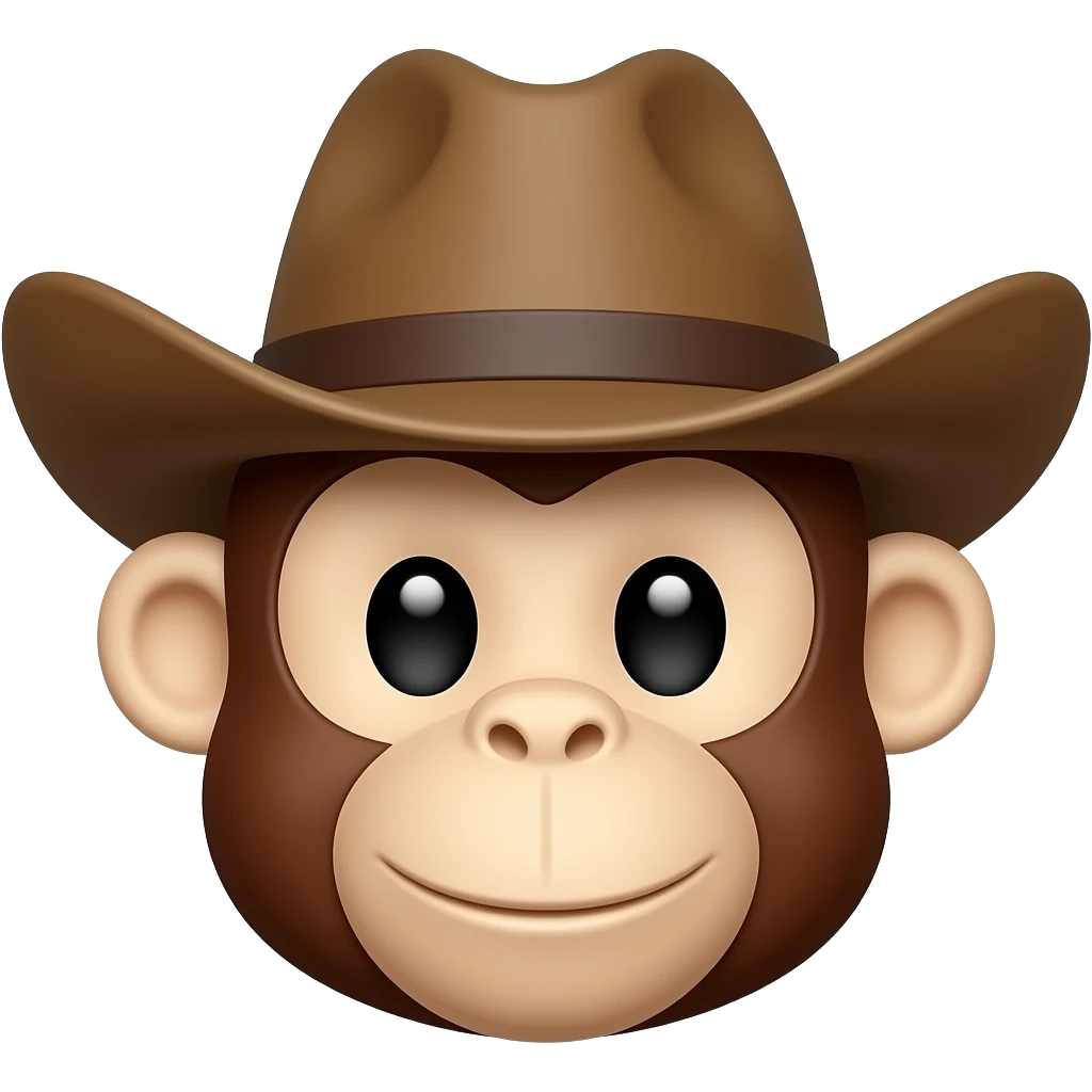 make a monkey emoji make  him have cowboy aht face only make it like iphone emoji emoji