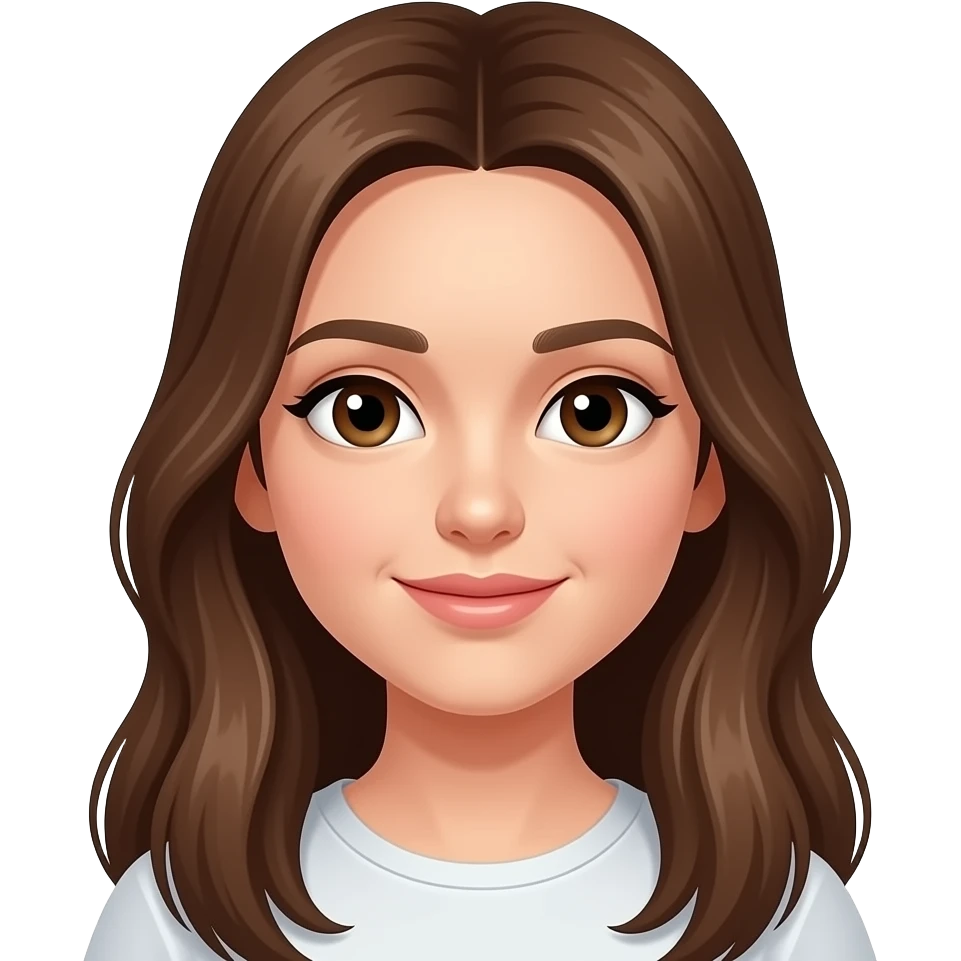 Mädchen mit braunen Augen und braunen Haaren lang Mittelscheitel emoji