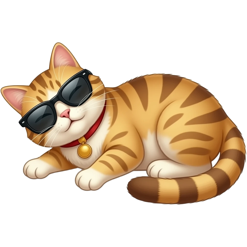 cat wearing sunglasses and sleeping emoji