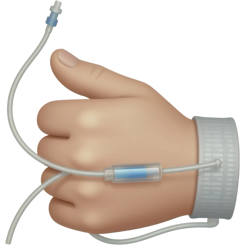 Surgical IV line on prison's hand emoji