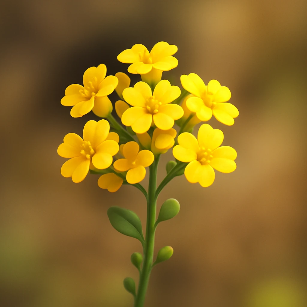 Make the image square while preserving a modern 3D iOS style with volume and expressive lighting and shading. The subject is yellow wildflowers on a clean background. Maintain the clean background and emphasize the 3D volume and lighting effects in the style of GPT Image editor. emoji