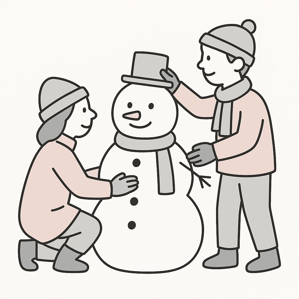 people making a snowman emoji