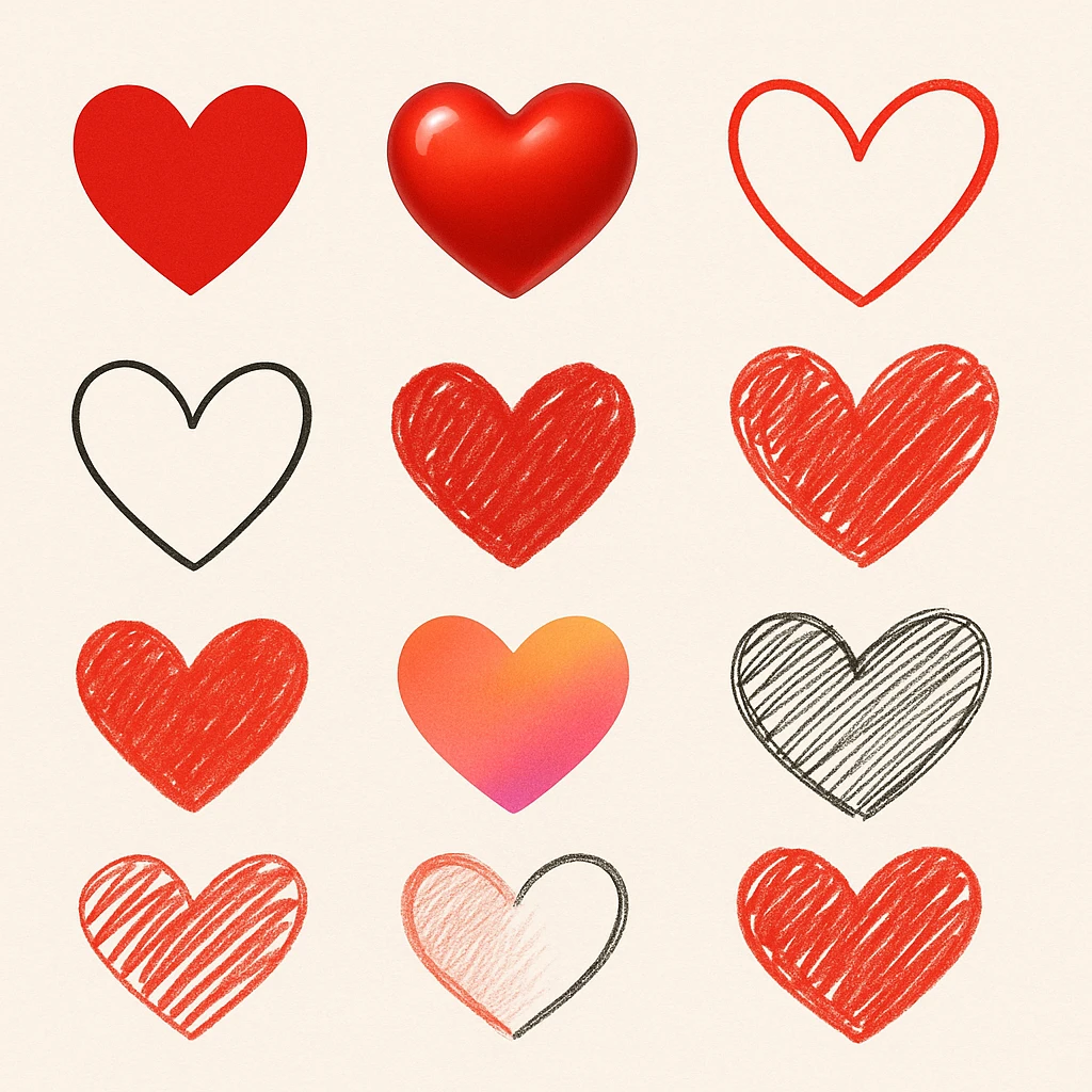 show more heart style emoji