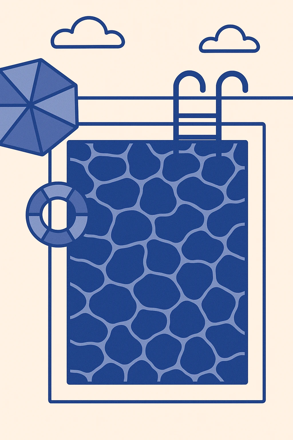 top-down view of a swimming pool with clear blue water, minimal details emoji
