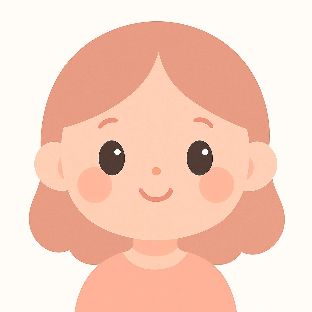 a girl with a cute peachy face, round cheeks, small nose, sweet and innocent look, plain background emoji
