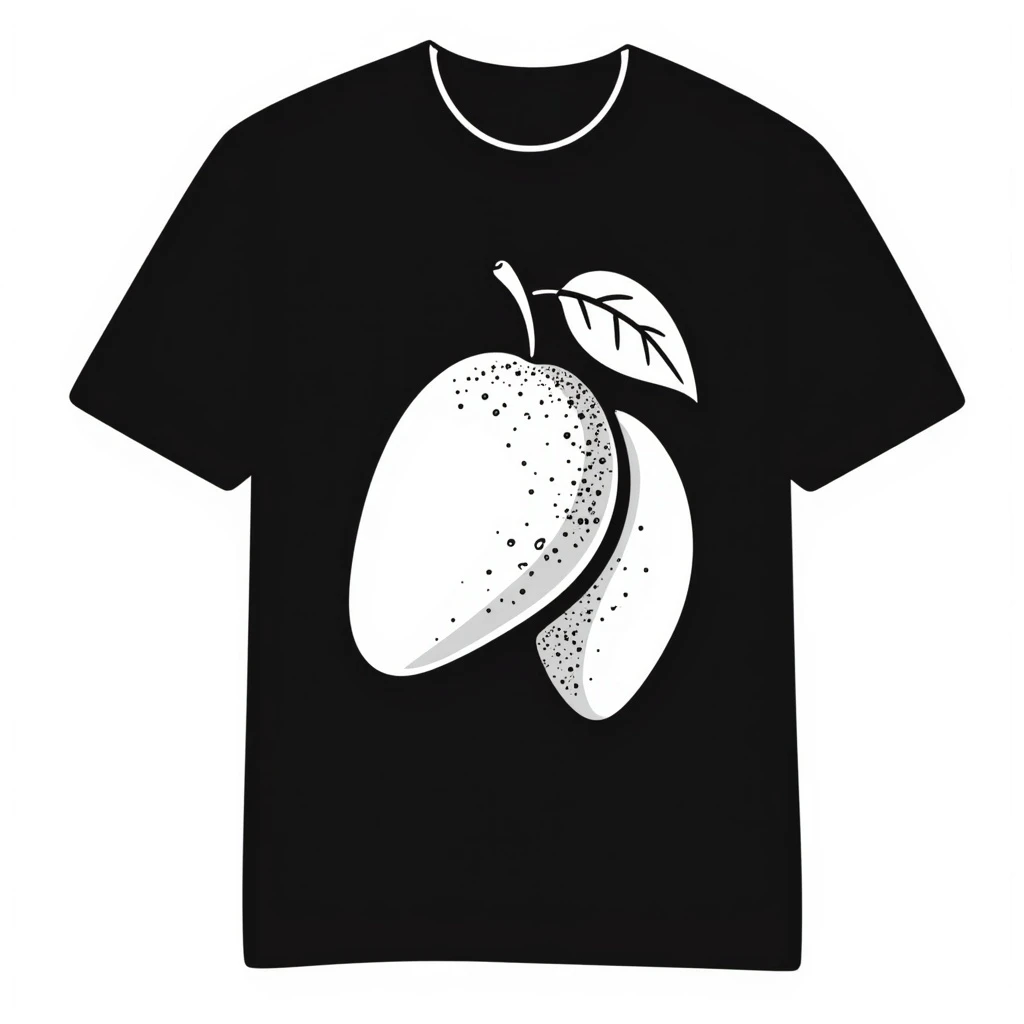 a t-shirt with a mango emoji