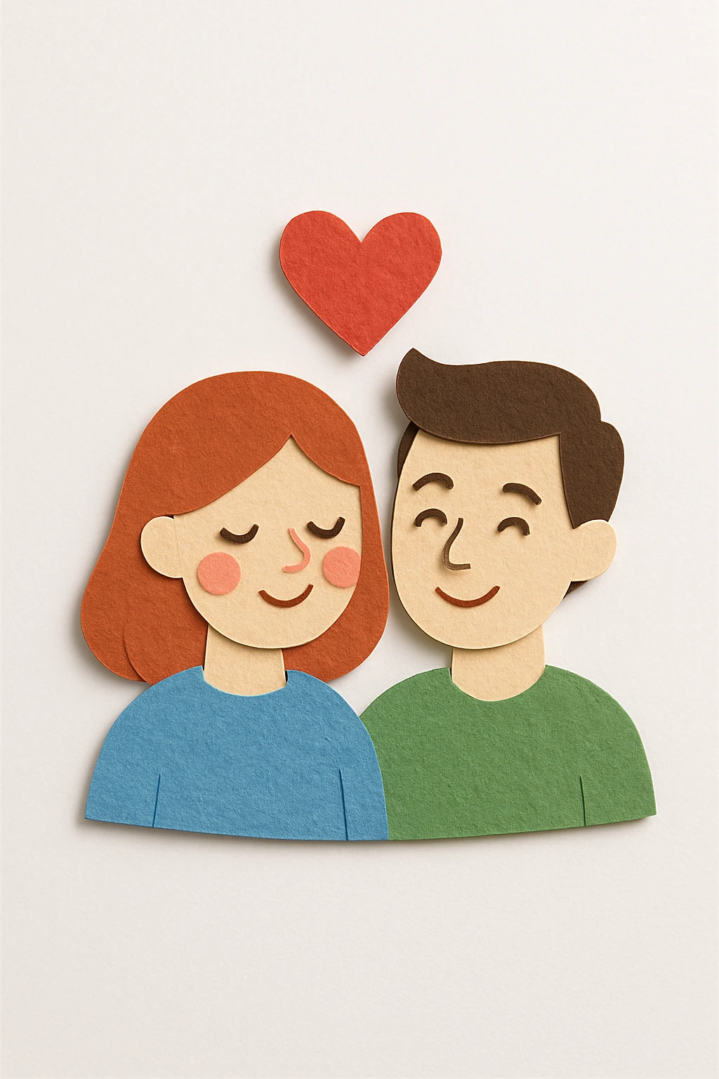 An in love couple with a heart above them, enjoy style emoji