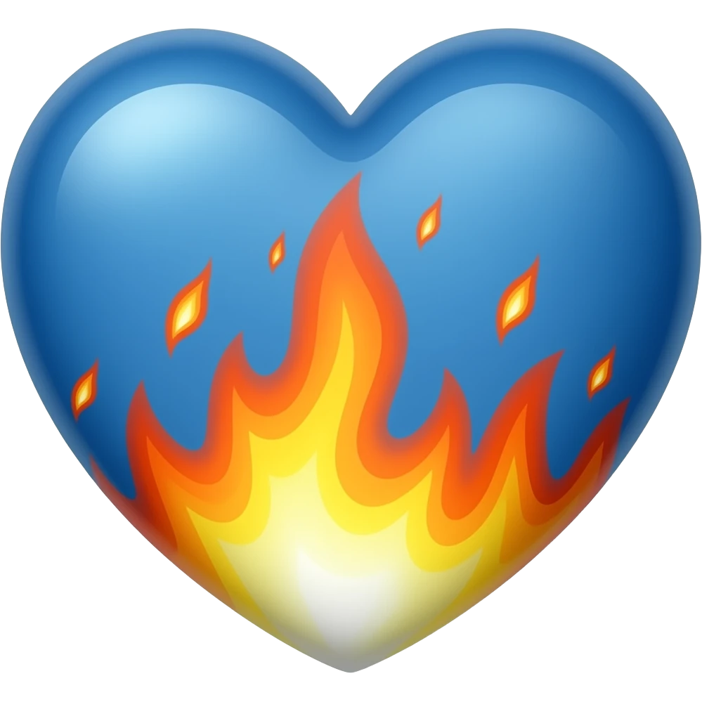 A heart on fire, all blue emoji